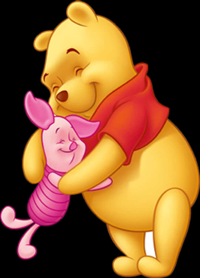 Winnie The Poohand Piglet Hug PNG with transparent background