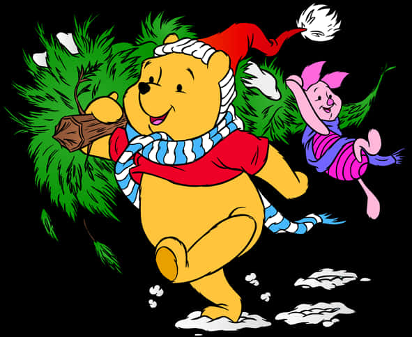 Winniethe Poohand Piglet Christmas Adventure PNG with transparent background