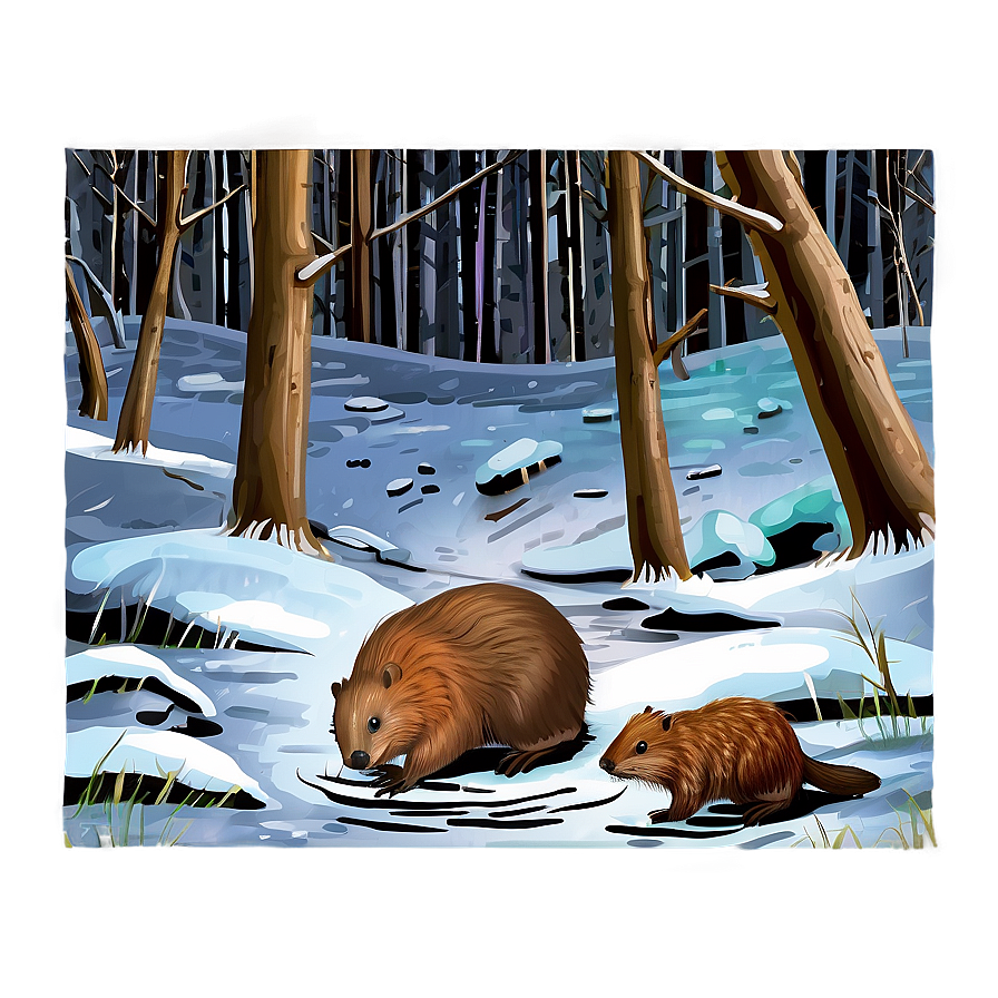 Winter Beaver Scene Png Ehi20