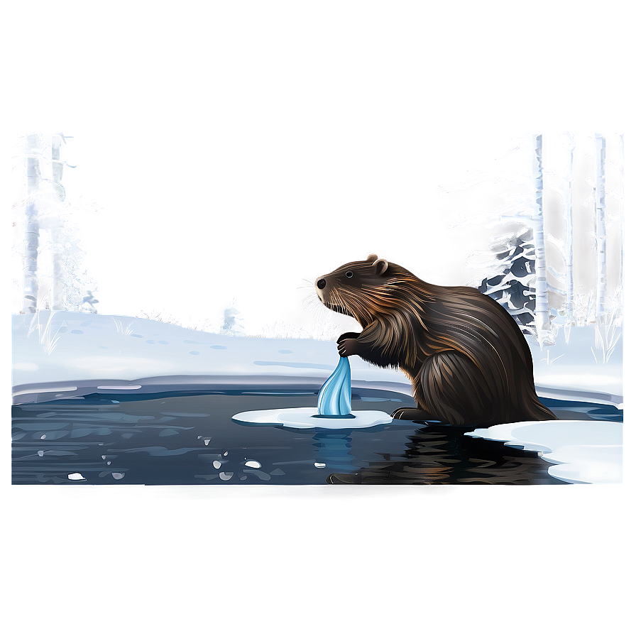 Winter Beaver Scene Png Ynt