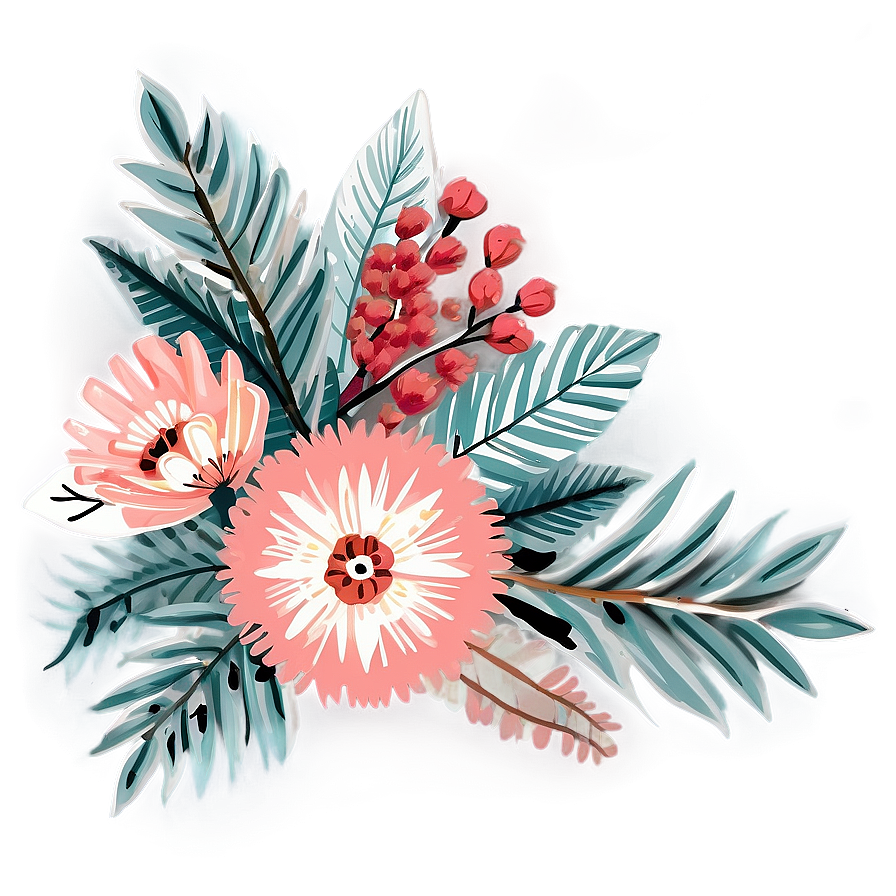 Winter Boho Flowers Png Hty