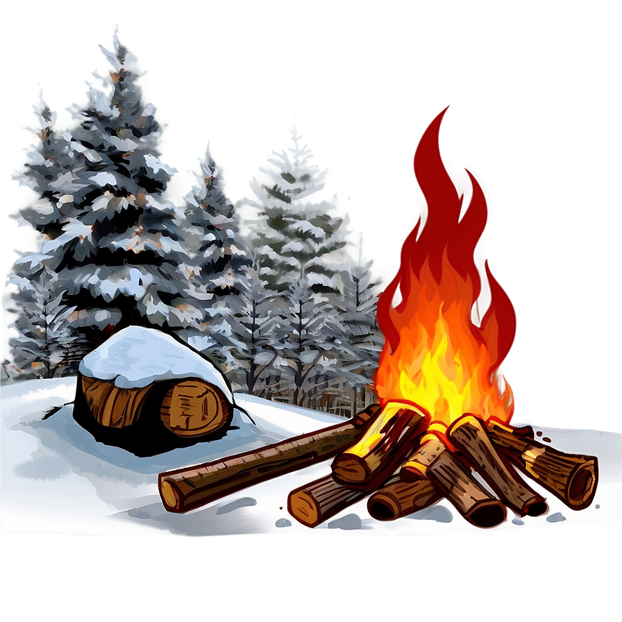 Winter Campfire Scene Png Pfx