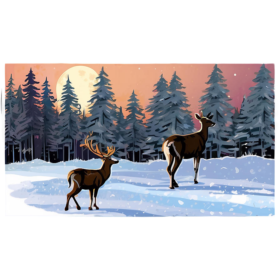 Winter Deer Scene Png 05062024