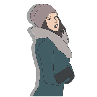 Winter Fashion Cartoon Woman Illustration PNG with transparent background