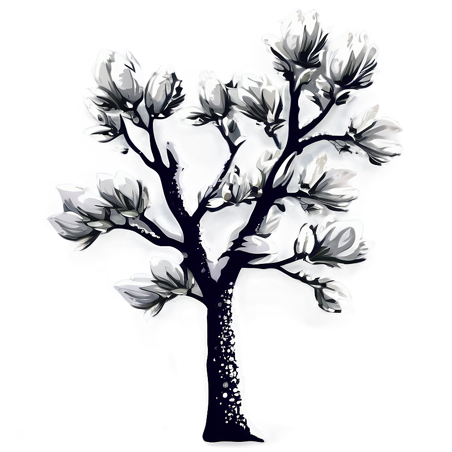 Winter Magnolia Tree Silhouette PNG rym PNG image with a transparent background, free high-resolution download