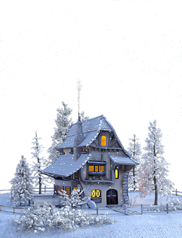 Winter Night Snowfall Cozy House.jpg