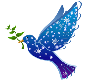 Winter Peace Dove PNG with transparent background