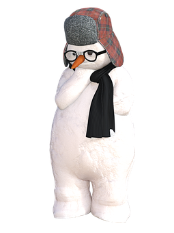Winter Snowman Characterwith Hatand Scarf PNG with transparent background