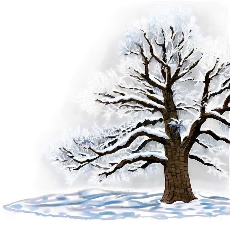 Winter Snowy Oak Tree Png Xtf