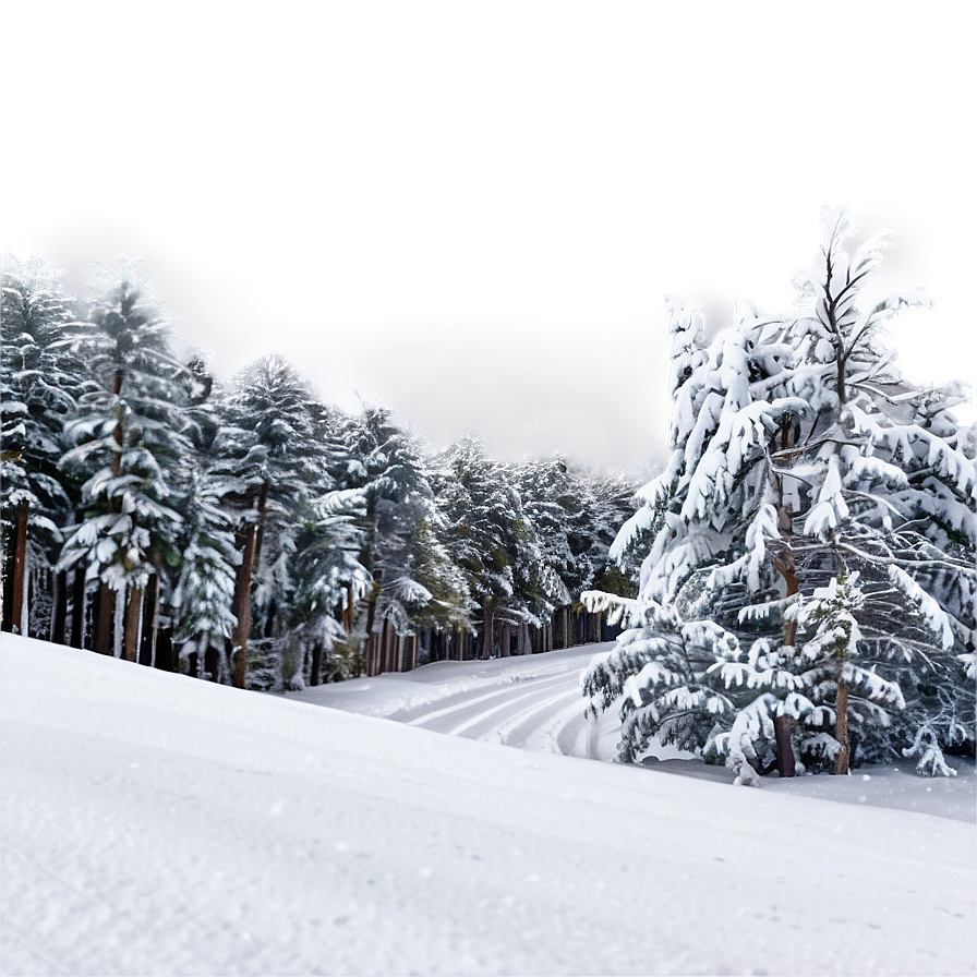 Winter Trees And Sleigh Tracks Png Cii52