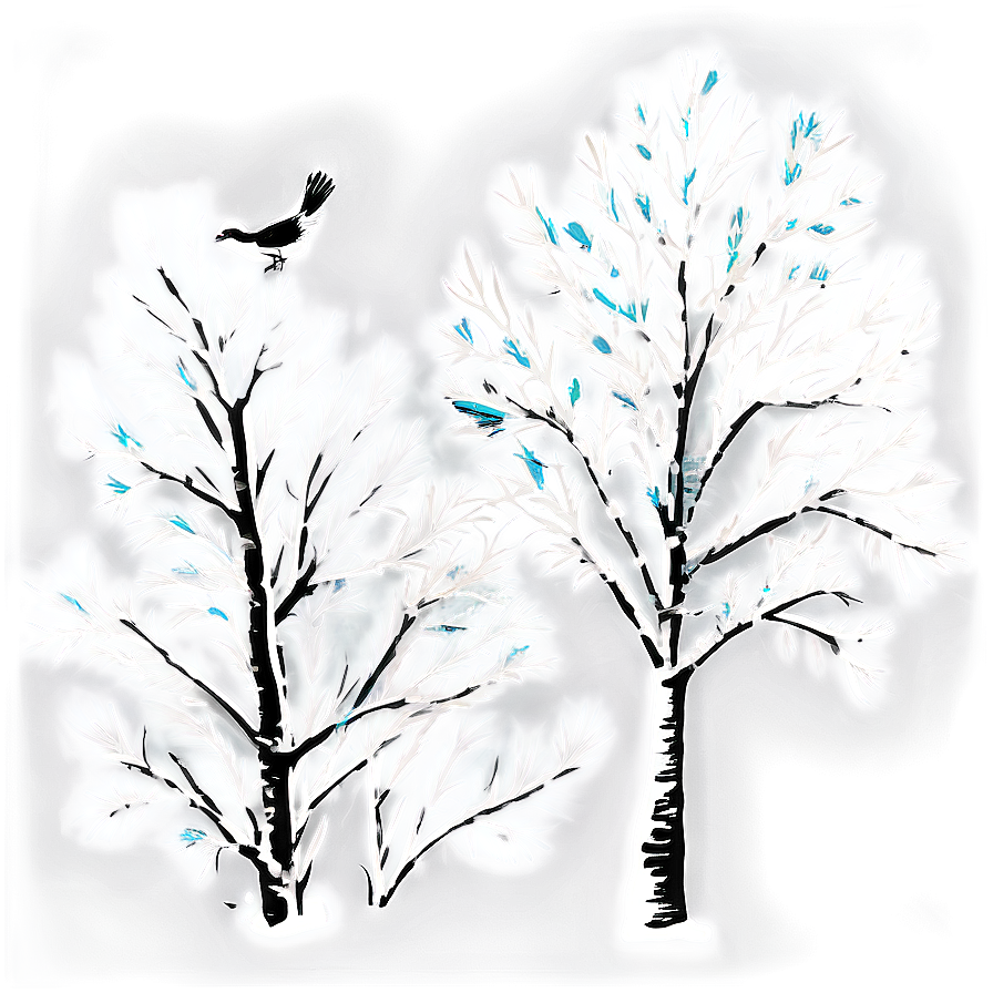 Winter Trees With Birds Png 3