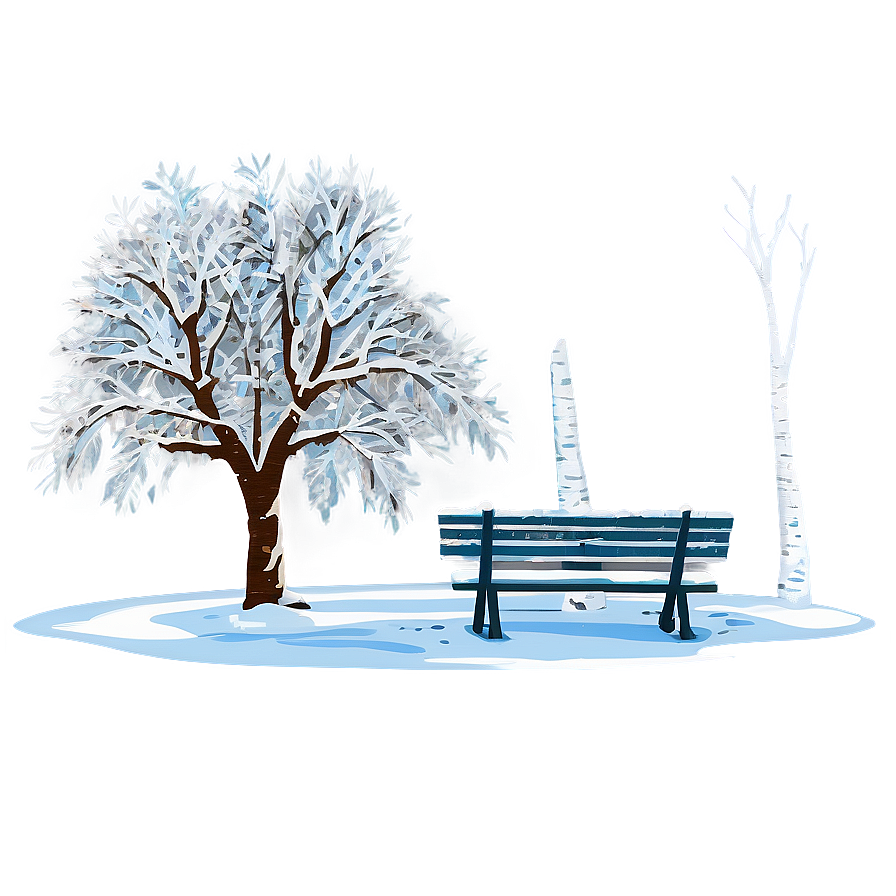 Winter Trees With Snowy Bench Png 06292024