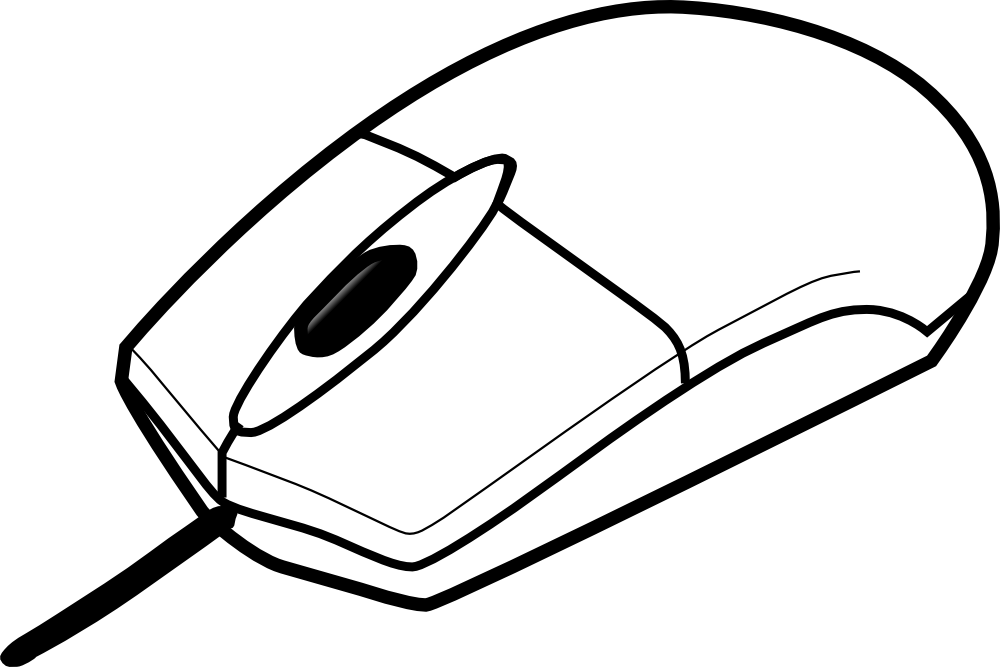 Wired Computer Mouse Line Art PNG image with a transparent background, free high-resolution download