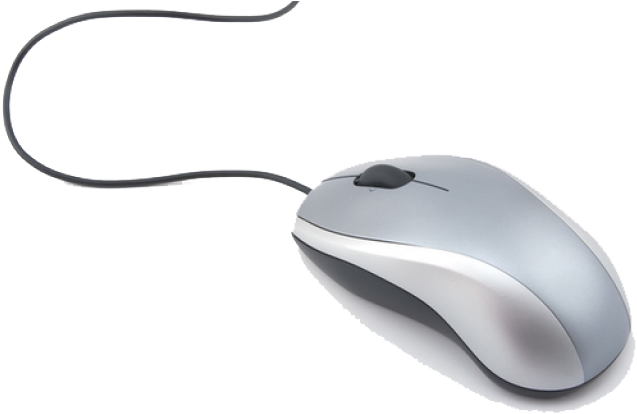Wired Optical Mouse Silver PNG with transparent background