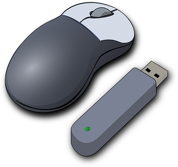 Wireless Mouseand U S B Receiver PNG with transparent background