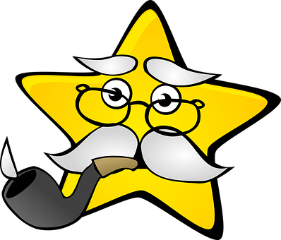 Wise Star Cartoon Character PNG with transparent background