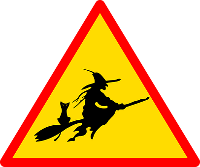 Witch Caution Sign PNG with transparent background