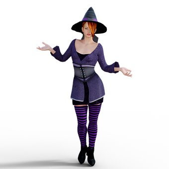 Witch_ Character_3 D_ Render PNG with transparent background