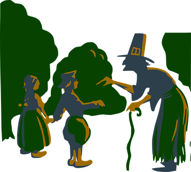Witch_ Encounter_in_ Dark_ Forest PNG with transparent background