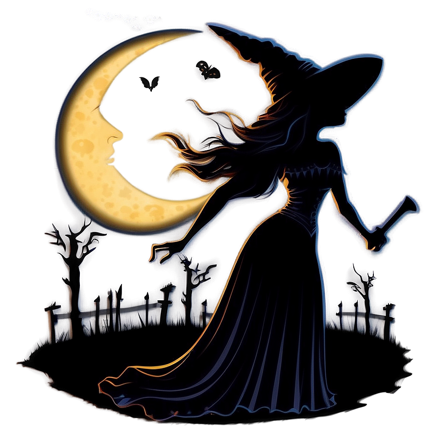 Witch Silhouette Moon Png 84