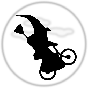 Witch Silhouetteon Broomstick PNG with transparent background