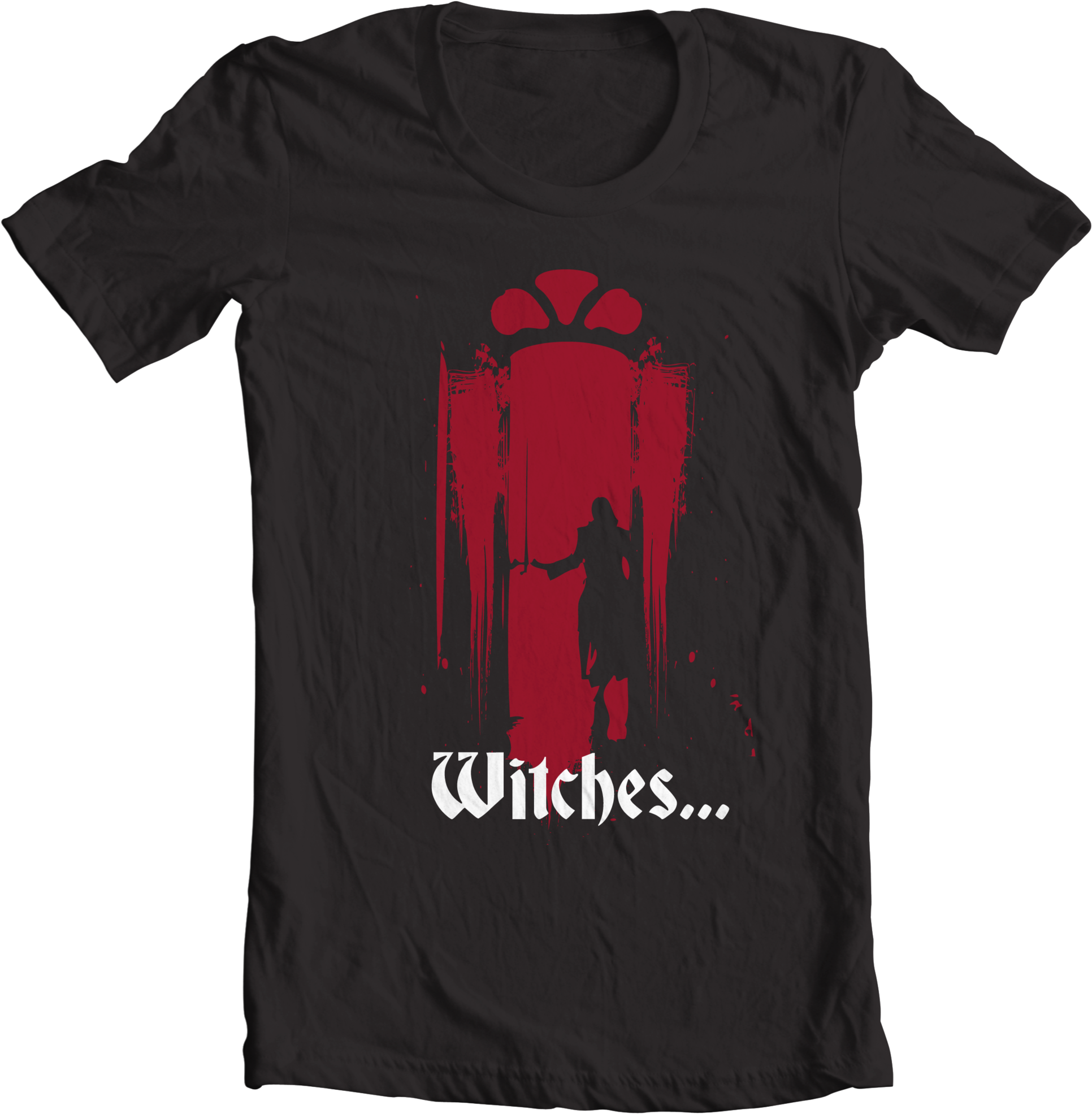 Witches Silhouette Red Dripping Paint T Shirt Design