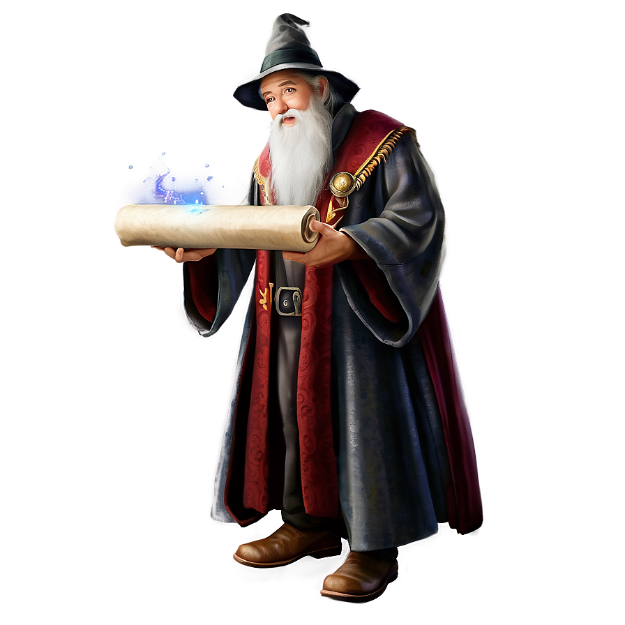 Wizard With Magic Scrolls Png Oas