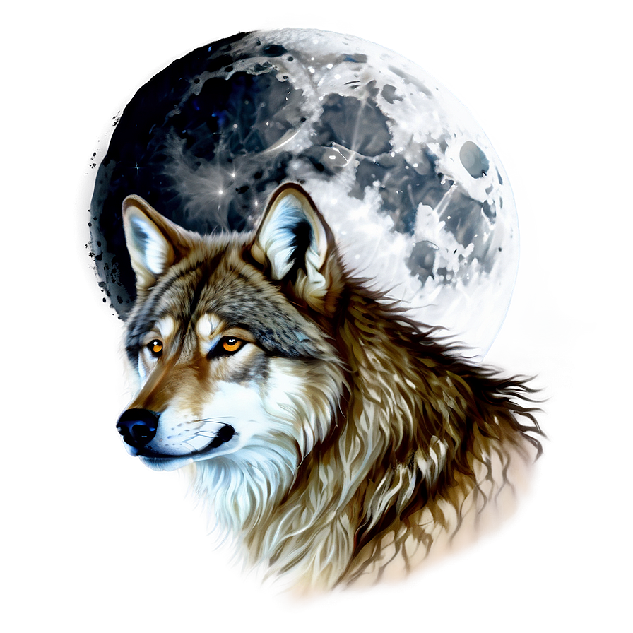 Wolf Head In Moonlight Scene Png Nqi41