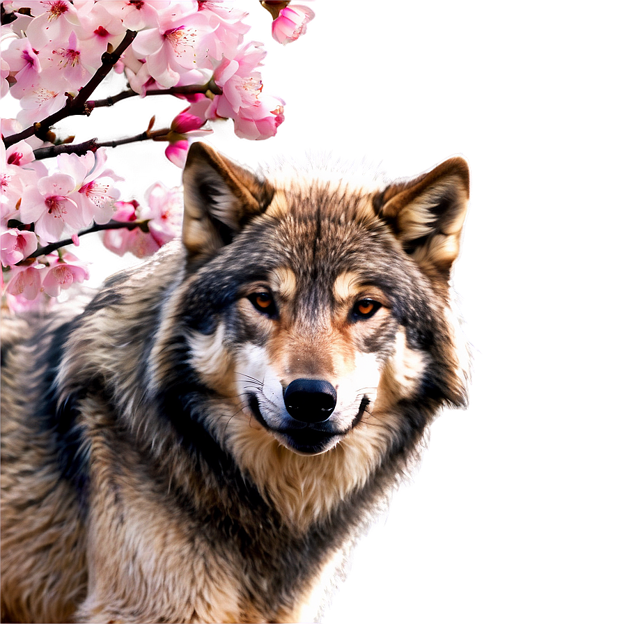 Wolf In Sakura Blossom Png Fjh35