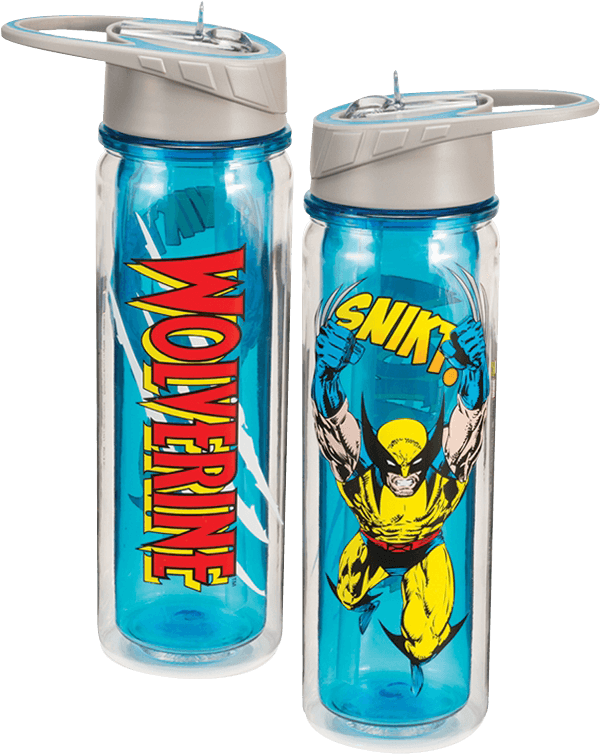 Wolverine Comic Water Bottles PNG with transparent background