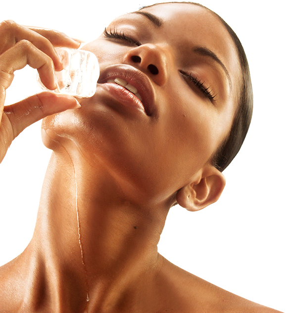 Woman_ Applying_ Facial_ Ice_ Treatment PNG with transparent background