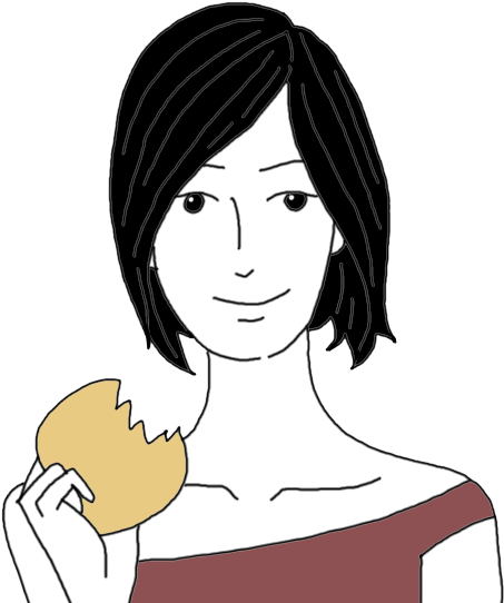 Woman Eating Biscuit Illustration.png