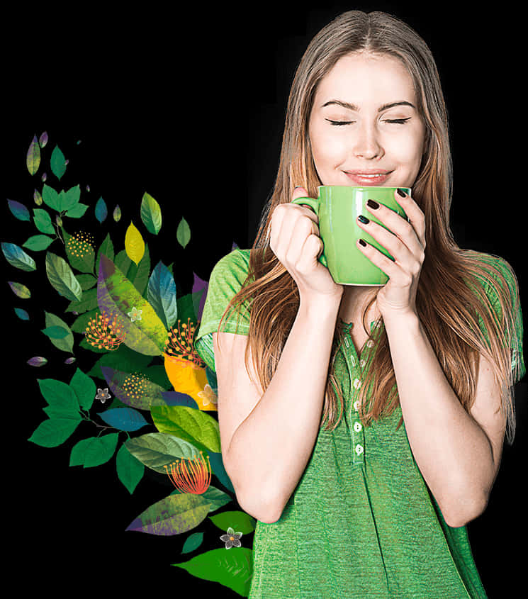 Woman Enjoying Herbal Tea