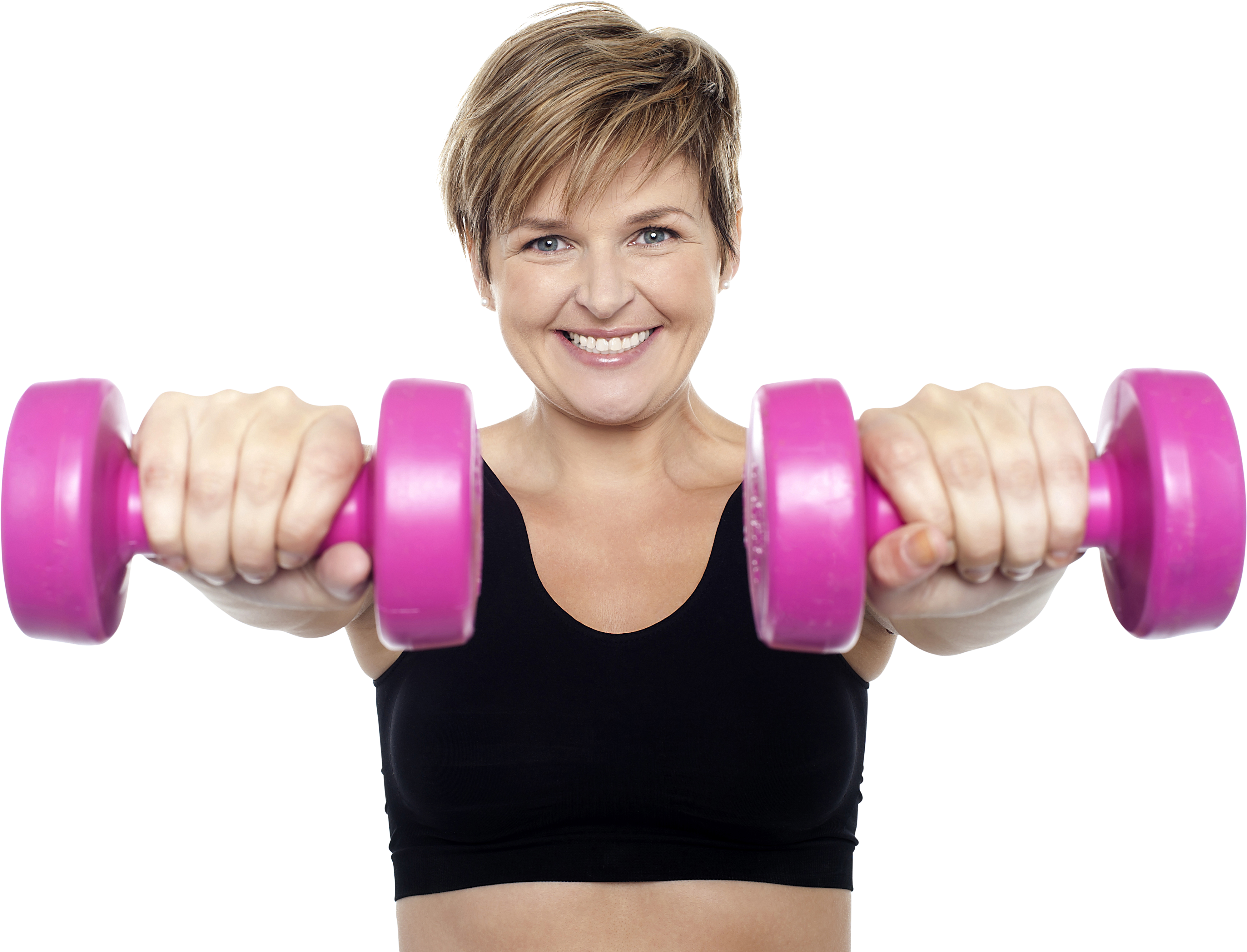 Woman Exercising With Dumbbells