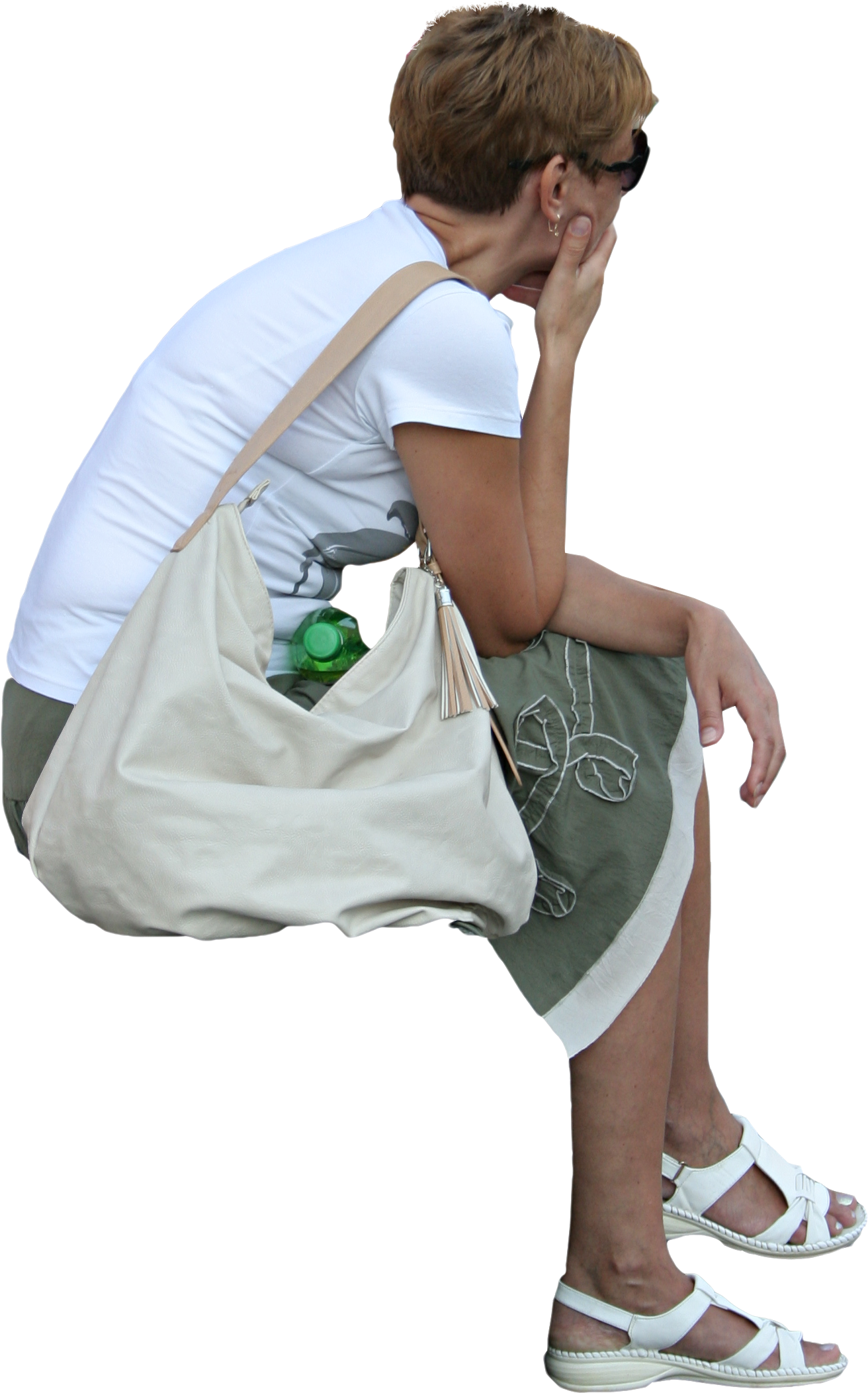 Woman Leaning Over With Bag