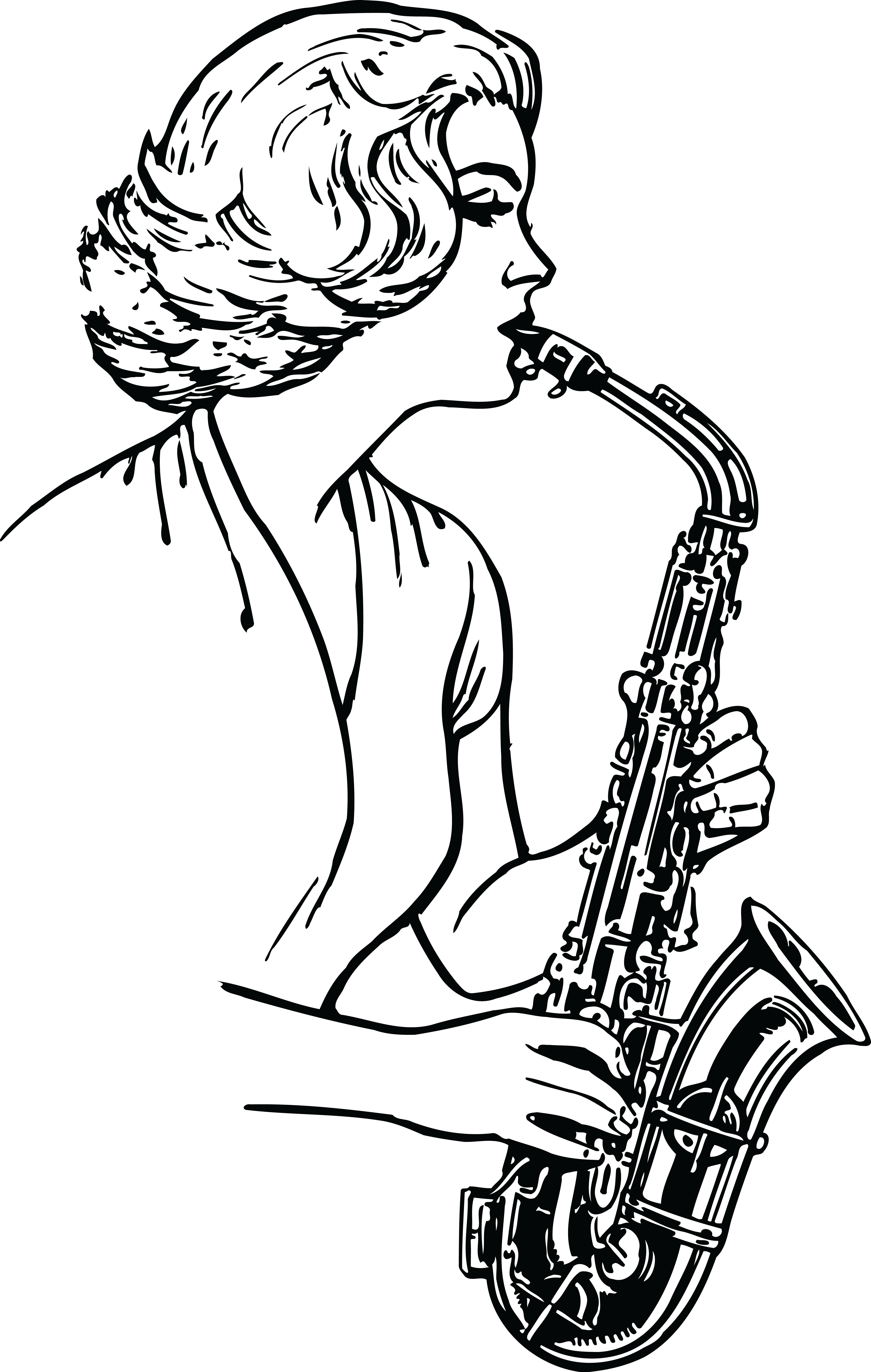 Woman Playing A Saxophone - Clip Art Saxophone Player, HD Png Download PNG image with a transparent background, free high-resolution download