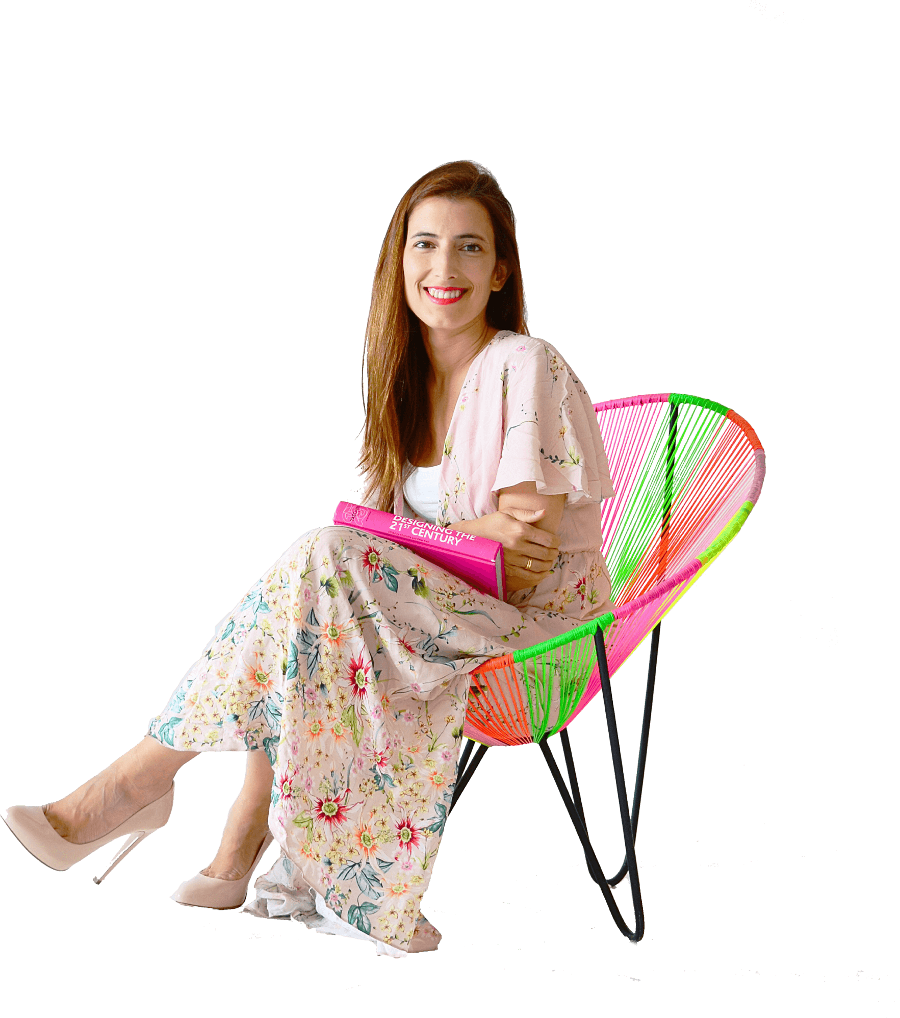 Woman Sittingin Colorful Chair