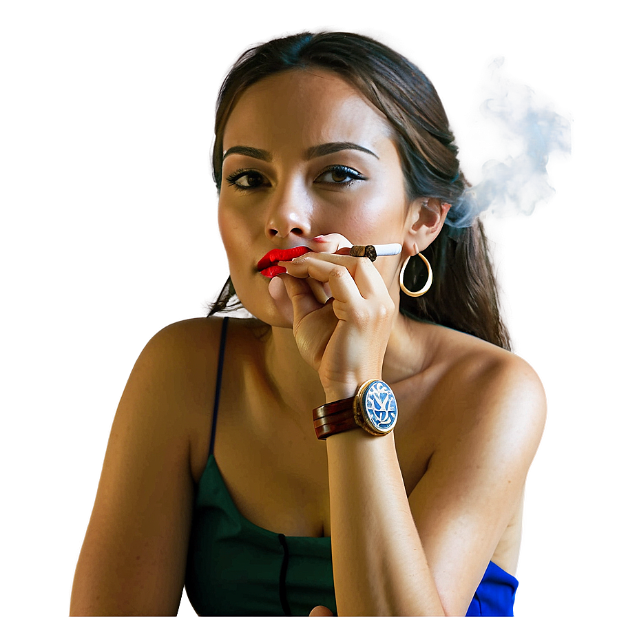 Woman Smoking Cigar PNG 05232024 PNG with transparent background