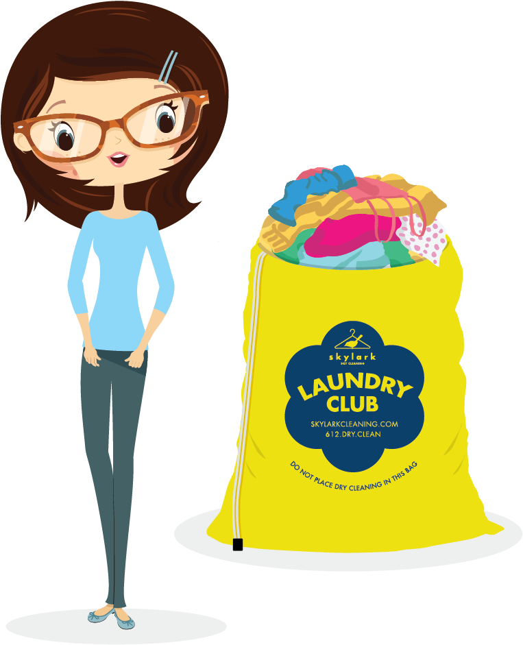 Woman Standing Nextto Laundry Bag