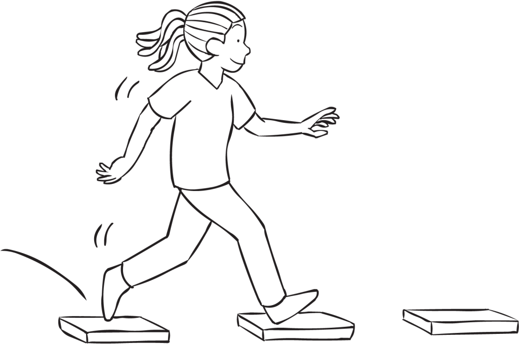 Woman Stepping Across Stepping Stones As Part Of Group - Line Art, HD Png Download PNG with transparent background