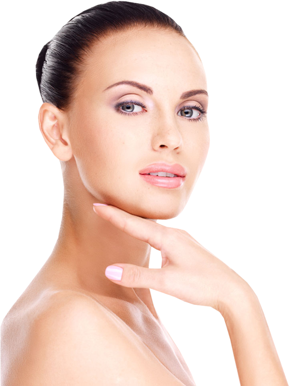 Woman Touching Neck Beauty Pose PNG with transparent background