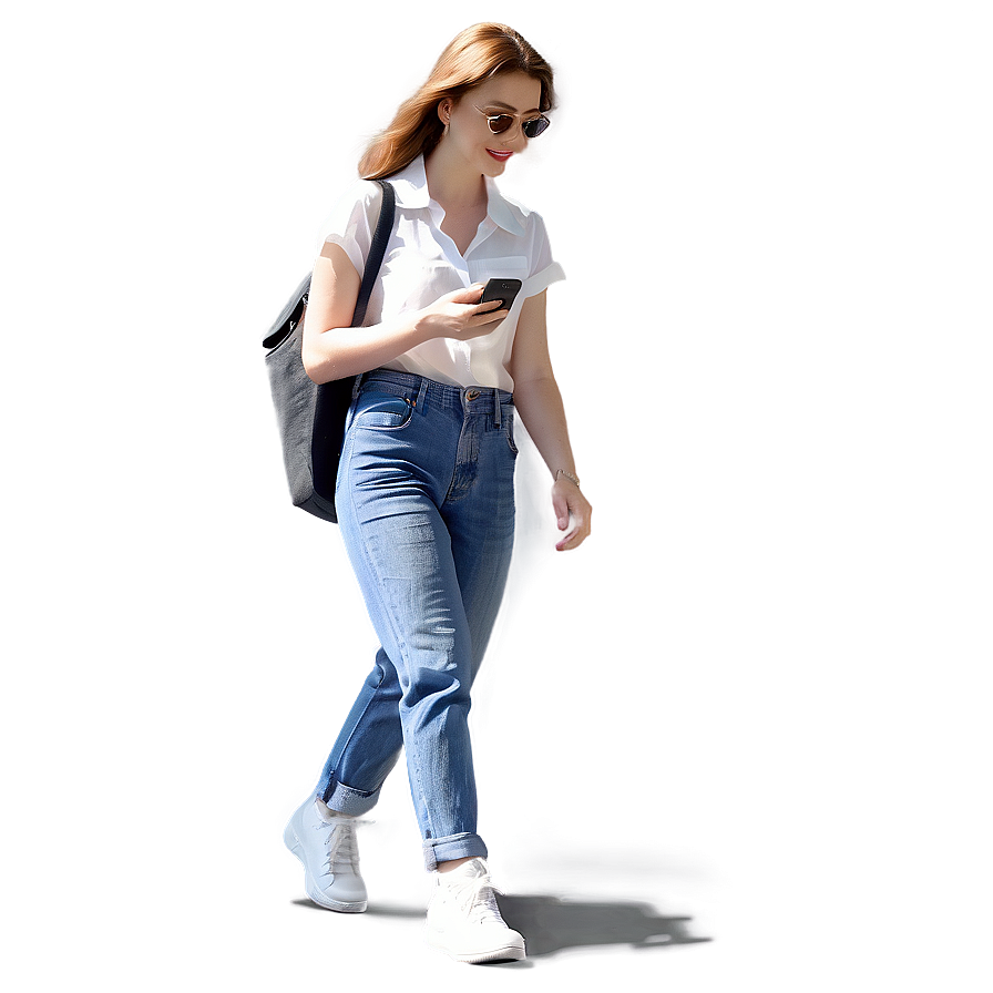 Woman Walking And Texting Png Aiw88