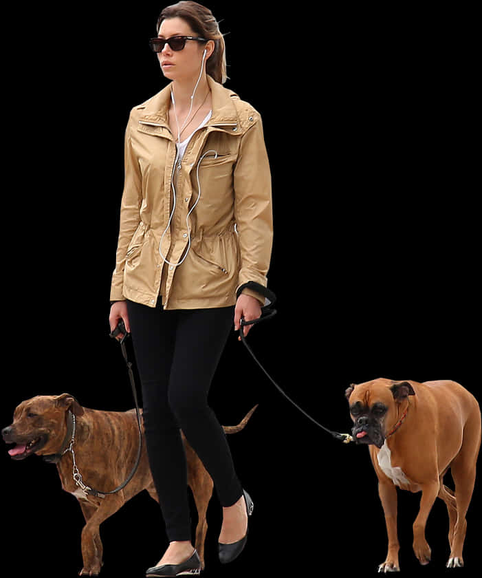 Woman Walking Dogs Casual Outfit