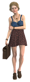 Woman With Suitcase_ Casual Outfit