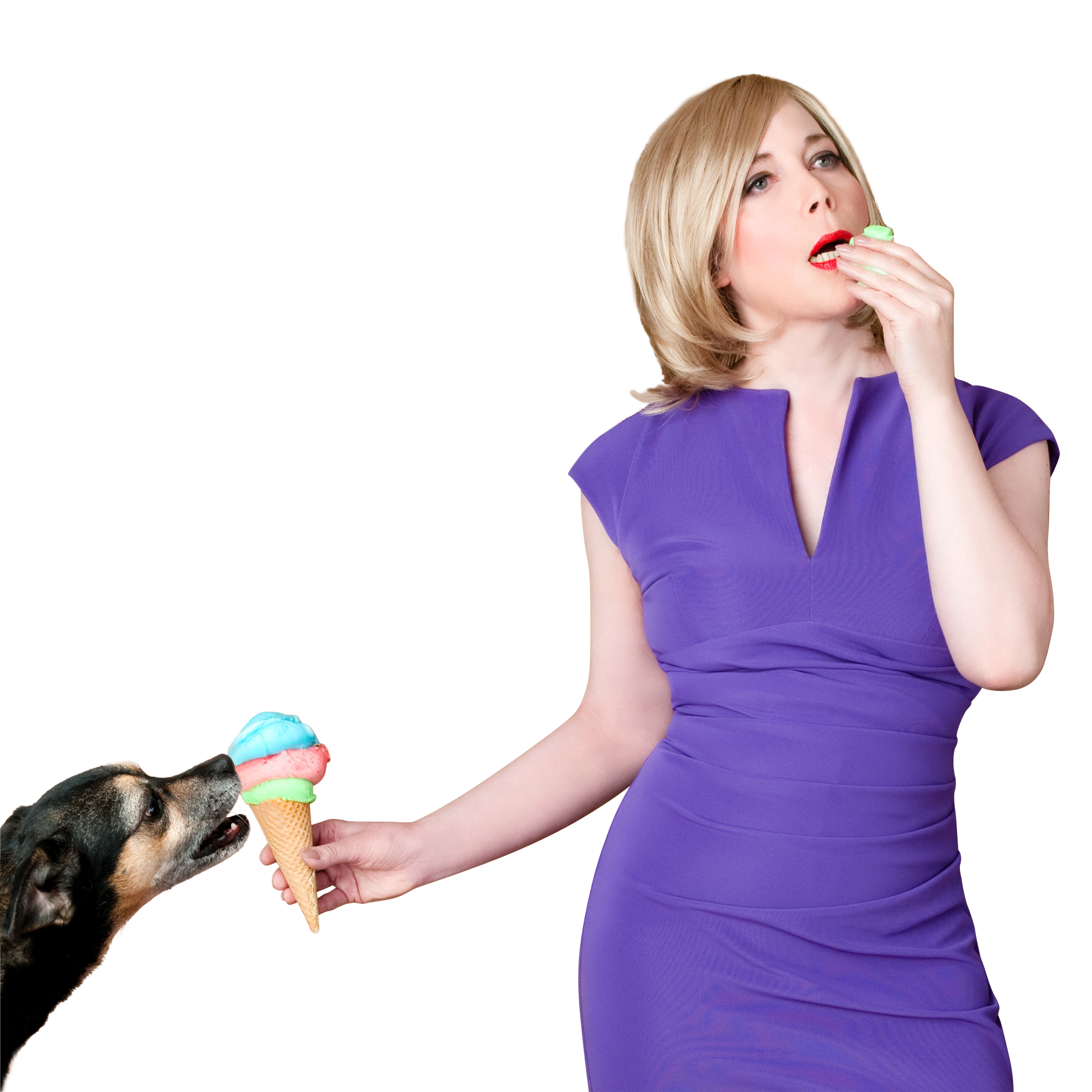 Woman_and_ Dog_ Sharing_ Treats PNG with transparent background