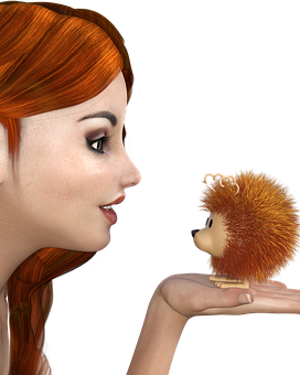 Womanand Hedgehog Encounter