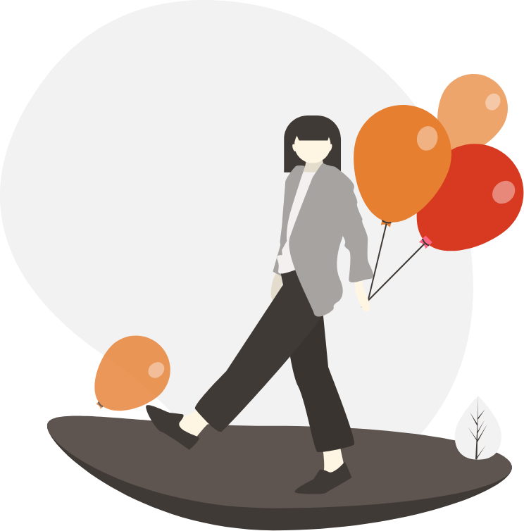 Womanwith Balloons Illustration