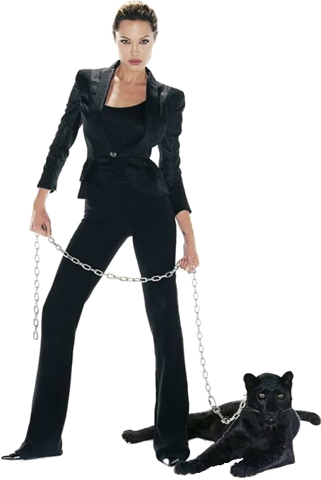 Womanwith Black Pantheron Leash