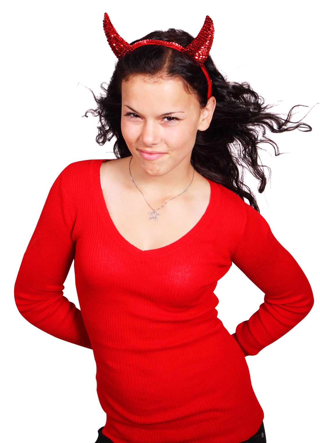 Womanwith Devil Horns PNG with transparent background