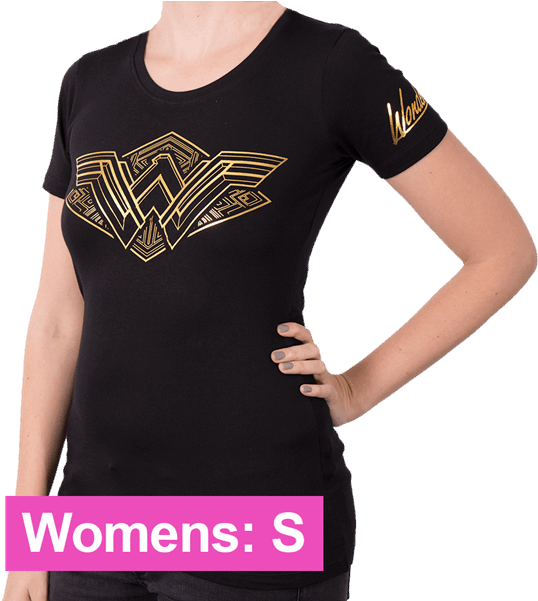 Wonder Woman Logo Black Tshirt Womens Small PNG with transparent background